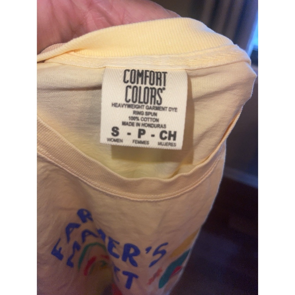 Farmers Market Comfort Colors Womens Cropped T Shirt Sz Small Yellow Summer - Picture 3 of 3